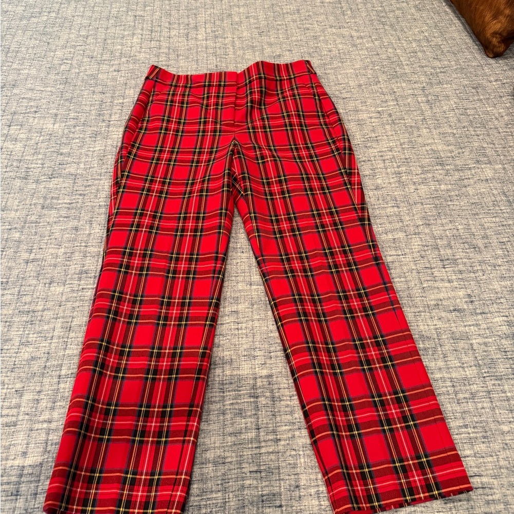 J. Crew Vibrant Red Plaid Pants